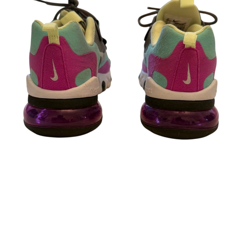 Nike Air Max 270 Sneakers - React Run Girls Size 6Y Gray, Green, Purple, Yellow - Picture 8 of 14